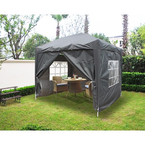 Greenbay Garden Pop Up Gazebo Party Tent Canopy With 4 Sidewalls and Carrying Bag Anthracite 2x2M