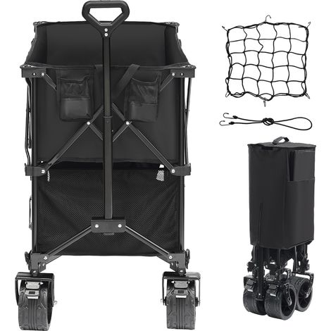 Mophorn Carrello pieghevole a due piani, carrello pieghevole da 400 litri con ruote adatte a tutti i terreni, carrello pieghevole per impieghi gravosi, capacità di 450 libbre per campeggio