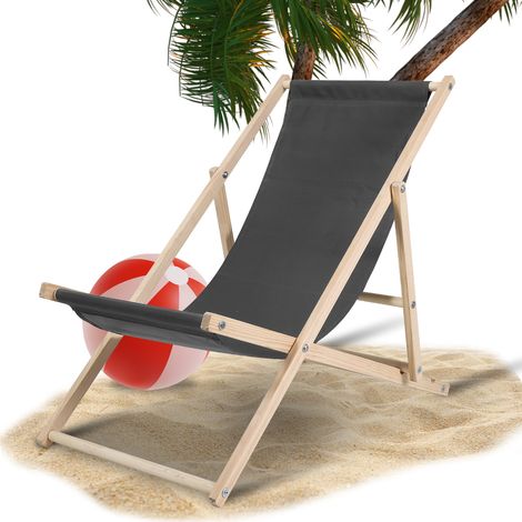TolleTour Sedia a sdraio da giardino Pieghevole Comoda Balcone Legno Sedia a sdraio 120 kg Grigio (1/5)