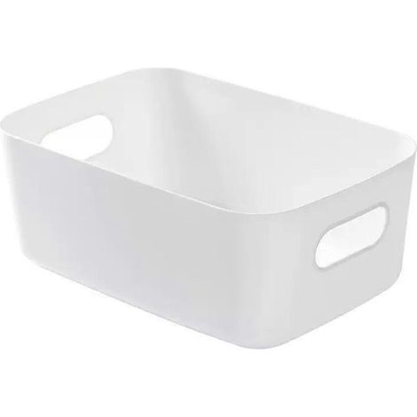 3er-Set weiße Aufbewahrungsboxen aus Kunststoff, Aufbewahrungsbox mit Griffen, Badezimmerkörbe und Aufbewahrungsboxen, Aufbewahrungsbehälter (1/5)