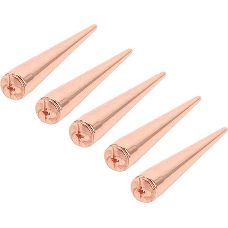 Lot de 5 clous à pointe conique punk en métal doré rose, longs rivets à vis pour articles en cuir, vêtements, sacs et colliers pour chiens, 10 x 55 mm (1/5)