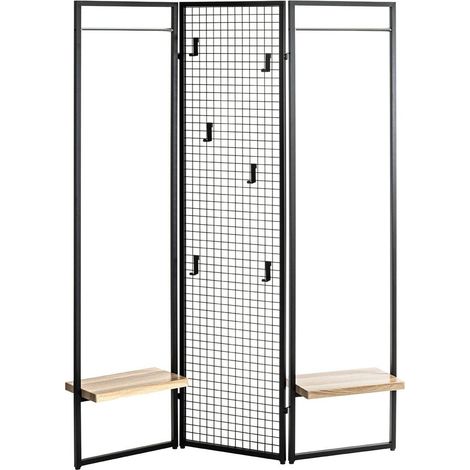 Meuble d'Entrée Porte-Manteau "River" 175cm Noir (1/3)