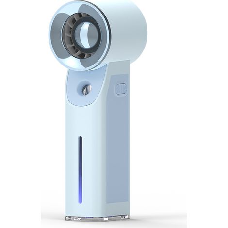 Tragbarer USB-Turbinen-Ventilator in Blau mit Kühlnebel-Effekt und leichter Kryotherapie-Funktion (1/4)