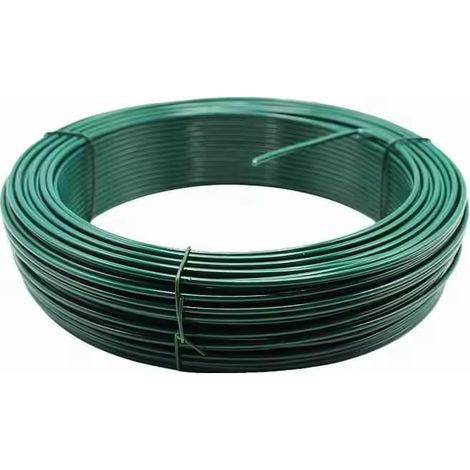 Stockcloture Fil de tension fer Plastifié Vert, Revêtement PVC, Ø 2,7 mm, 100 m, pour Jardin (1/4)