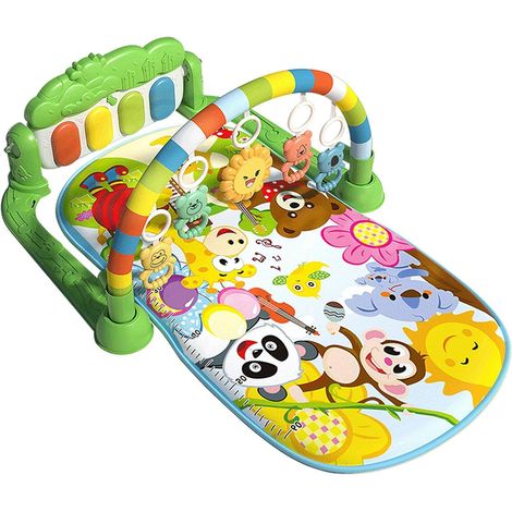 Tapis d'éveil bébé avec musique et lumière Gymnastique et jeu évolutif pour nourrissons et tout-petits Matelas d'activités sensoriel et moteur, design stimulant (1/4)