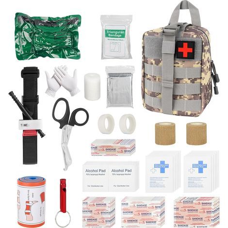 54PCS Tactique Militaire Traumatisme Trousse de Premiers soins, Trousse Tactique Vide, Trousse Kit de Premiers, Trousse de Secours Militaire pour Maison Camping Chasse (1/5)