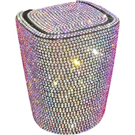 Cendrier de voiture incrusté de diamants, design original avec couvercle, aération intégrée et éclairage LED. (1/5)