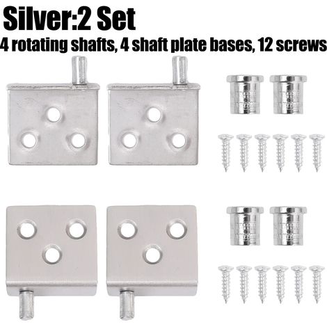 (Argent - Lot de 4) Charnières invisibles pour portes de placard, en forme de L, avec axe de rotation, en acier inoxydable, pour meubles et accessoires de décoration. (1/5)