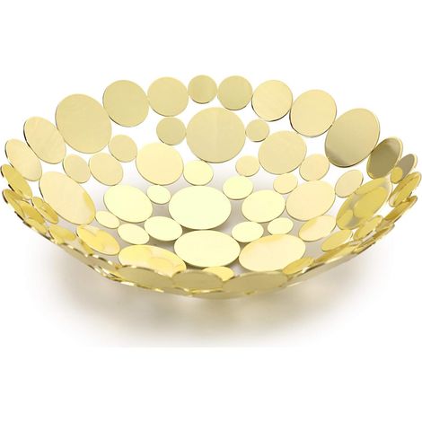 Corbeille à fruits en métal doré – pour ranger fruits et légumes – idéale pour la cuisine et la salle à manger