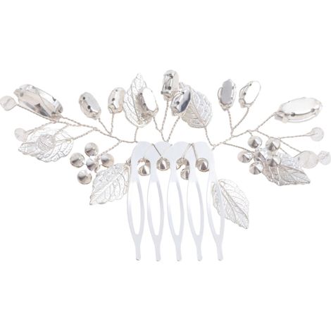 Hair Clip - Metal - Silver Plated - Wedding Bridal Hair Accessory - For Brides Bridesmaids - 1 Piece (1/5)