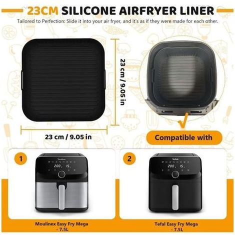 Zubehör für Moulinex Airfryer, Silikon-Airfryerform kompatibel mit Moulinex Easy Fry Mega 7,5L, antihaftbeschichtet und wiederverwendbar (1/5)