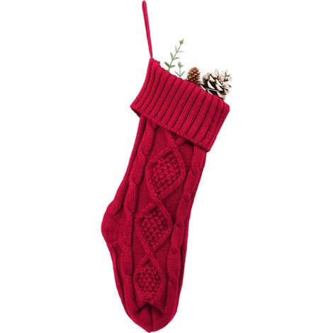 Chaussette de Noël, chaussette de Noël, sac cadeau en laine, décoration de Noël, rouge (1/5)