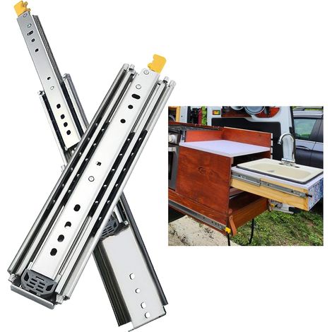 Glissières de tiroir industrielles robustes, capacité 500 lb, rails à (1/5)