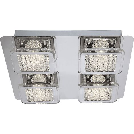 20W LED Deckenlampe Deckenleuchte Beleuchtung Acrylkristalle klar Globo 49204-4