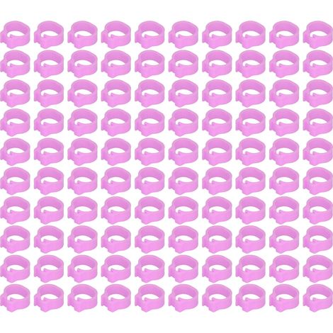 100 Bagues de Marquage pour Pattes de Pigeon 8mm, Anneaux d'Identification Volaille, Sans Gravure, Lot de 100, Rose (1/5)