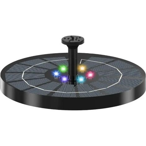 LED Fontaine Solaire Extérieur avec Lumières Colorées LED et Batterie et 8 Buses Pompe Solaire Fontaine, pour Bassin Bain d'oiseaux Jardin (1/5)