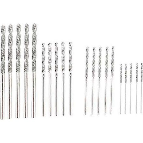 Ensemble de 20 forets diamantés, 4 tailles : 1 mm, 1,5 mm, 2 mm et 2,5 mm, pointe hélicoïdale. Idéal pour la création de bijoux, de coquillages et de surfaces en verre de mer. Wuqx (1/5)