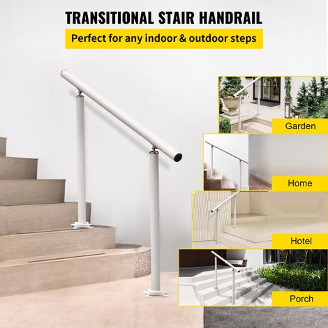 Kit Main Courante Balustrade Garde Corps Terrasse Rampe Escalier Blanche Rampe d'Escalier Extérieur en Aluminium / Fer Main Courant… (1/5)