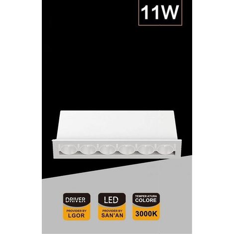 Trade Shop - LED-Einbaustrahler, rechteckig, weiß, 11 W, natürliches warmes und kaltes Licht, XTD-6-B - (1/4)