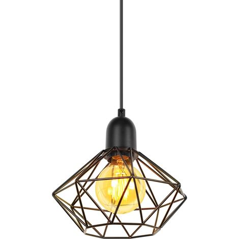 Industrial Pendant Light, Vintage Interior Ceiling Light Lamp Shade Metal 220 mm E27 Adjustable Rope for Living Room Kitchen (1/5)