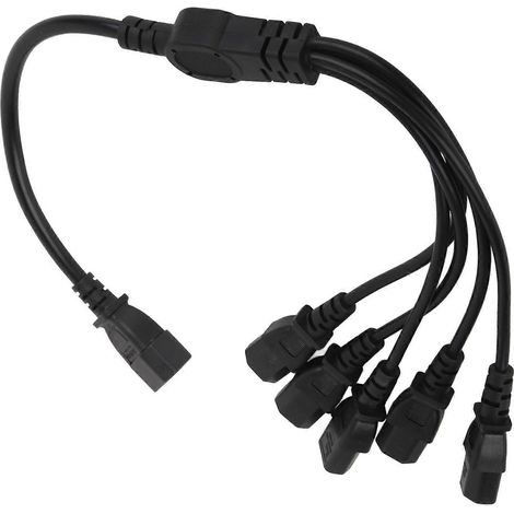 Câble adaptateur UPS PDU C14 vers 5 prises C13, mâle à femelle, 10A, répartiteur en Y, longueur 0,5 m, pour alimentation serveur et équipement réseau. (1/5)