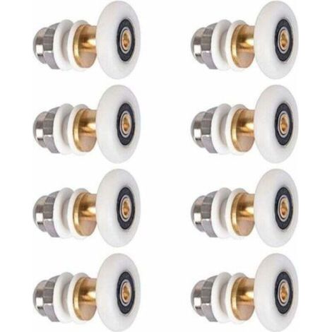 8 pièces 25mm Porte de Douche - Rouleau Roulette Roue pour Porte de Douche Roulettes Coulissantes Porte Roue de Remplacement pour Rouleau
