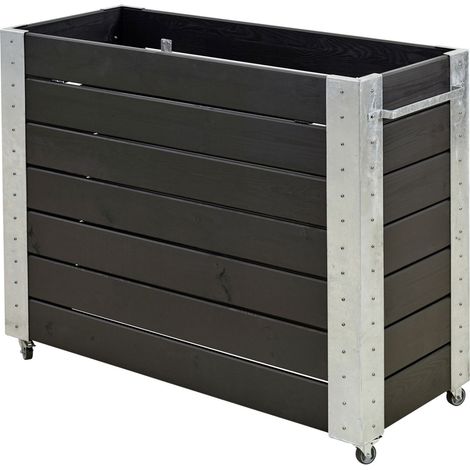 Plus Blumenkasten Cubic 120x50x95 cm m/Räder Druckimprägniert  RAL 9005 Schwarz
