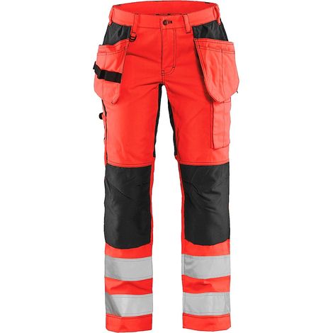 Pantalon de travail haute visibilité stretch femme 7163 - Rouge fluo/Noir L - FR(44) - SE(C42) - Standards