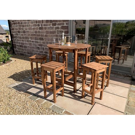Alfresco Bar Set Six Seater - L200 x W200 x H110 - Redwood - Fully Assembled