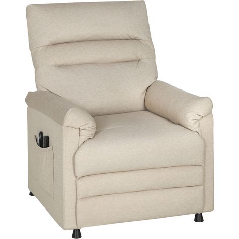 Poltrona Reclinabile con Riscaldamento, 8 Punti Massaggio e 5 Modalità 82x99x106 cm in Tessuto Effetto Velluto Beige (1/5)
