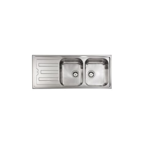 Lavello CRISTAL 116X50 2 vasche destra+ gocciolatoio ACCIAIO INOX (1/5)