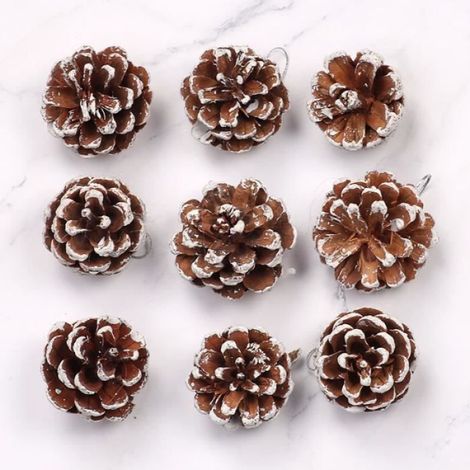 Décoration suspendue - - Pomme de pin blanche - 10 sacs - 9 pièces par sac - Noël (1/4)