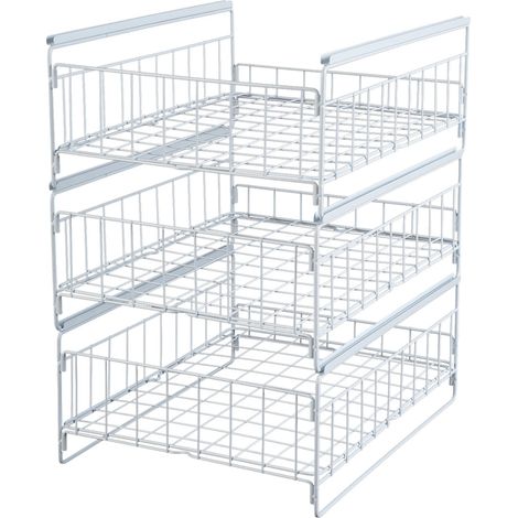 Organizzatore per cassetti, design a 3 livelli, realizzato in resistente acciaio al carbonio, bianco, S, 3 livelli (1/2)
