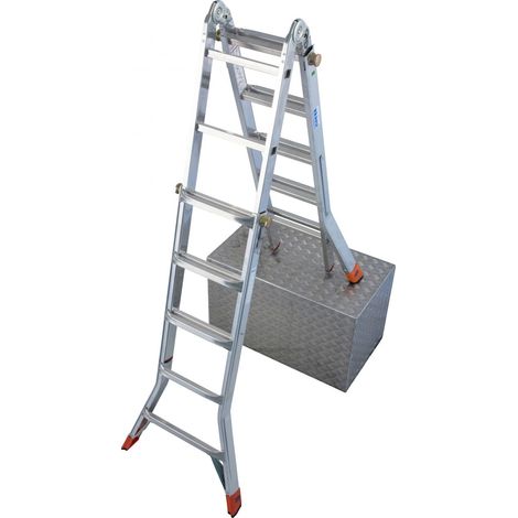 Krause Aluminium-Gelenk-Teleskopleiter MONTO TeleMatic 6,05 m Klappleiter (1/2)