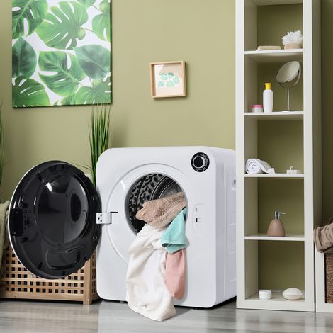 Secadora de ropa con triple filtro 5 programas protección térmica montaje en pared acero inoxidable 3 kg 830 vatios - Blanco