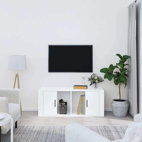 TV Cabinet High Gloss White 100x35x40 cm Engineered Wood vidaXL (1/5)