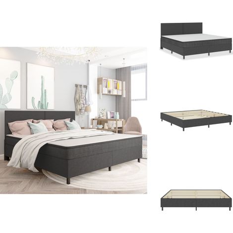 Boxspring-Bettgestell Grau Stoff 200x200 cm - Boxspringbett - Doppelbett - Bettgestell - Bettrahmen - Grau (1/5)