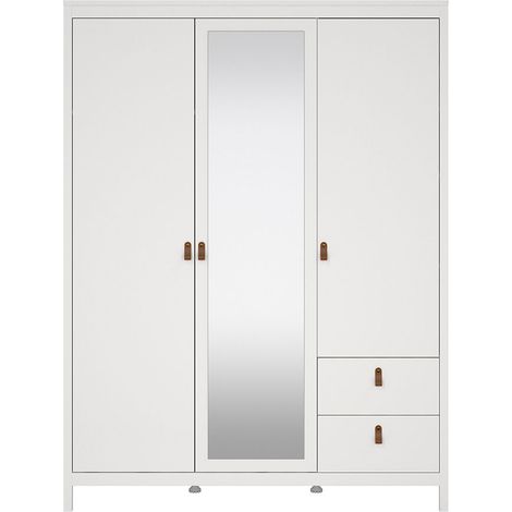 Madrid Kleiderschrank 199x150x59cm, 2 Türen, 1 Spiegeltür, 2 Schubladen weiß. (1/5)