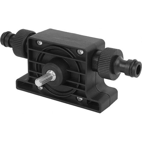 Pompe électrique portable type perceuse, pompe à eau/huile compacte, avec 2 connecteurs, pour l'alimentation et le drainage en eau (noire) (1/3)