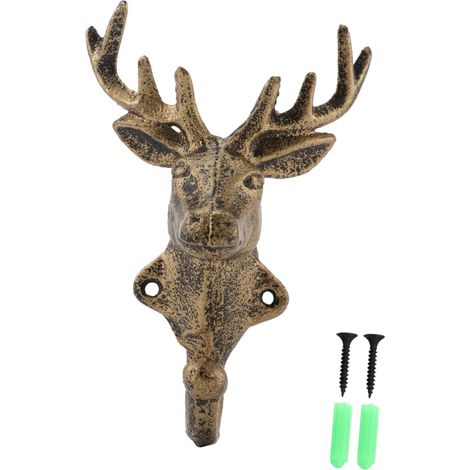 Lot de 2 patères murales rustiques en fonte motif tête de