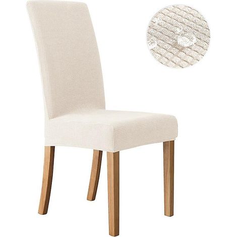beige-4 Pices Housses De Chaise, Couverture De Chaise De Salle Manger Extensible Protection De Chaise Moderne Amovible Lavable Pour La Dcoration (1/5)