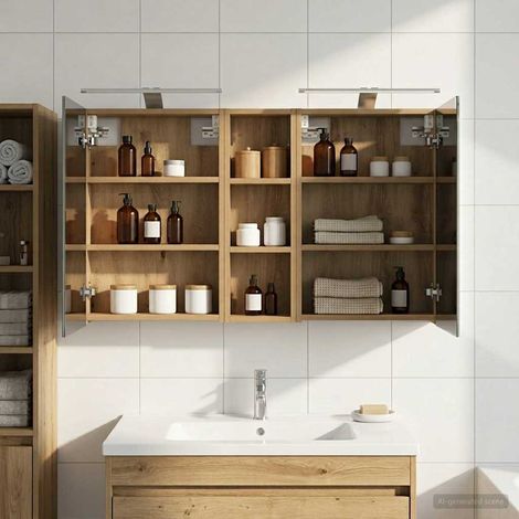 vidaXL Bathroom Cabinet Set 3 pcs 100 x 10.5 x 60.5 cm Engineered wood (1/5)