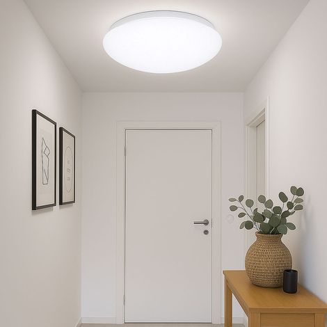 LED Deckenleuchte Deckenlampe Wohnzimmerleuchte rund weiß mit Sterneneffekt, Metall Kunststoff, 1x LED 8W 560 lm warmweiß, DxH 21,5x7,8 cm