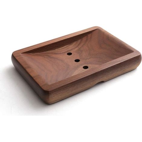 Scolapiatti in legno di noce nero per doccia, con fori cavi, porta spugna da cucina fatto a mano per viaggi e casa, 11,7 x 9,2 x 2,2 cm