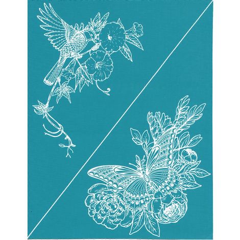 Selbstklebende Siebdruckschablonen mit Vogel-, Schmetterlings- und Blumenmotiven für DIY-T-Shirts, Kissen, Stoffbeutel