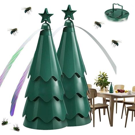 Fly Repellent Fan, Electric Tabletop Fly Killer, Keeps Insects Away from Food, for Home Dining, Outdoor/Indoor Picnics (Green 2PC) (1/4)
