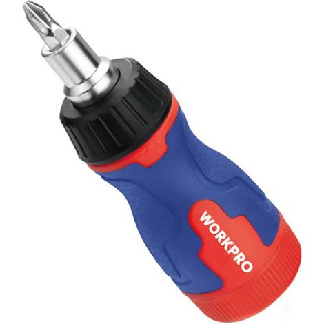Destornillador corto de carraca, 8 en 1, 115 x 37 x 36,5 mm
