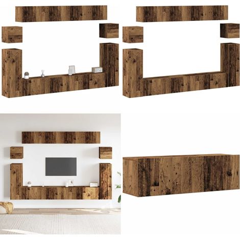 vidaXL Ensemble de meuble TV mural 8 pcs vieux bois bois d'ingénierie (1/5)