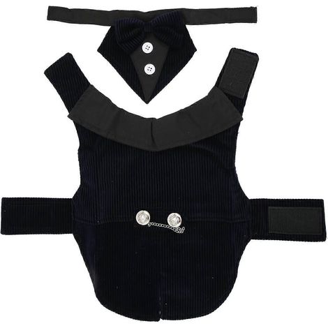 Costume de cérémonie pour chien, smoking pour chien, avec nœud papillon amovible, pour chiens de petite et moyenne taille. (1/2)