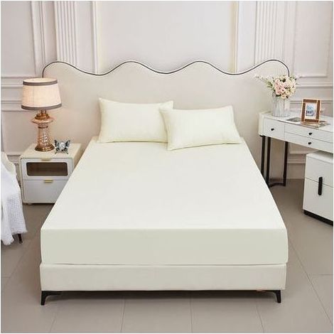 pair Housse de matelas imperméable double couche en TPU poncé de couleur unie, douce pour la peau, housse de protection pour matelas à urine, housse anti-poussière (1/3)